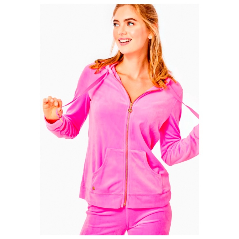 ✨ Like New ✨ Lilly Pulitzer Larina Velour Zip-Up Hoodie